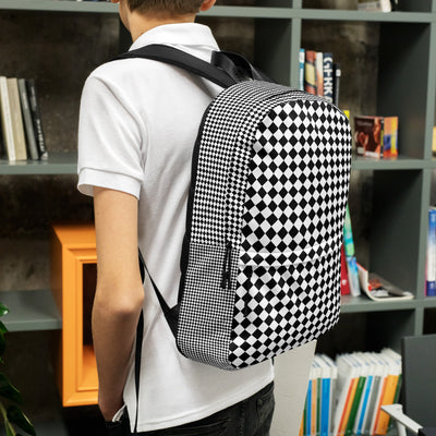 Backpack Black and White DiamondsThis medium size backpack is just what you need for daily use or sports activities! The pockets (including one for your laptop) give plenty of room for all your neceBackpack Black