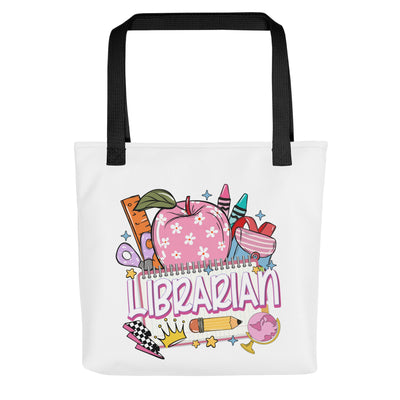 Tote Bag LibrarianA spacious and trendy tote bag to help you carry around everything that matters.

• 100% spun polyester fabric
• Bag size: 15″ × 15″ (38.1 × 38.1 cm)
• Capacity: 2.6Tote Bag Librarian