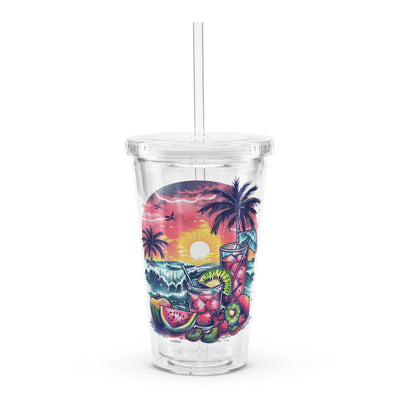 Beach Vibes Clear Plastic 16oz Tumblers