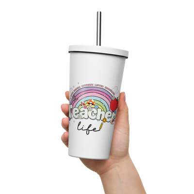 Teacher Life Insulated 20oz Tumbler With A StrawUpgrade your drinkware game and add a splash of color to your day with this insulated tumbler. Cheers to style and functionality in every sip!• High-grade stainless Teacher Life Insulated 20oz Tumbler