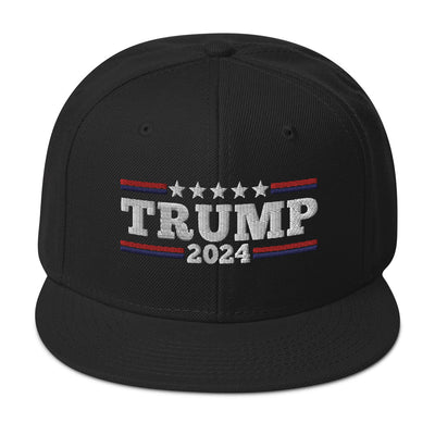 Snapback Hat Trump 2024 White WritingThis is the snapback of your dreams! It's structured and high-profile, with a flat visor and a subtle grey under visor. 

• 85% acrylic, 15% wool
• Structured, 6-Snapback Hat Trump 2024 White Writing