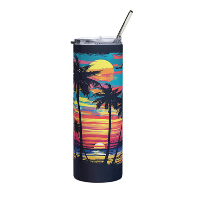 Beach Stainless Steel 20oz Skinny TumblerEnjoy hot or cold drinks on the go with this stylish stainless steel tumbler! This reusable tumbler with a metal straw is a perfect combo for hot or cold drinks at aBeach Stainless Steel 20oz Skinny Tumbler