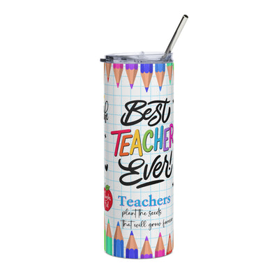 Best Teacher Ever Stainless Steel 20oz Skinny TumblerEnjoy hot or cold drinks on the go with this stylish stainless steel tumbler! This reusable tumbler with a metal straw is a perfect combo for hot or cold drinks at aStainless Steel 20oz Skinny Tumbler