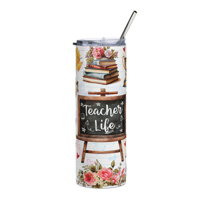 Teacher Life ChalkBoard Stainless Steel 20oz Skinny TumblerEnjoy hot or cold drinks on the go with this stylish stainless steel tumbler! This reusable tumbler with a metal straw is a perfect combo for hot or cold drinks at aTeacher Life ChalkBoard Stainless Steel 20oz Skinny Tumbler