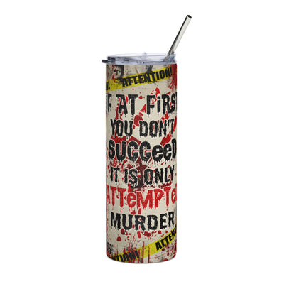 True Crime Blood Stains Stainless Steel 20oz Skinny TumblerEnjoy hot or cold drinks on the go with this stylish stainless steel tumbler! This reusable tumbler with a metal straw is a perfect combo for hot or cold drinks at aTrue Crime Blood Stains Stainless Steel 20oz Skinny Tumbler