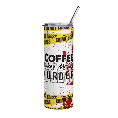 Coffee Equals Less Murder Stainless Steel 20oz Skinny TumblerEnjoy hot or cold drinks on the go with this stylish stainless steel tumbler! This reusable tumbler with a metal straw is a perfect combo for hot or cold drinks at aMurder Stainless Steel 20oz Skinny Tumbler