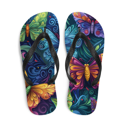 Flip-Flops Butterfly 1Prepare for an adventurous and carefree summer with a pair of colorful slippers that are created just for you! The rubber sole is lined with a soft fabric to make suFlip-Flops Butterfly 1
