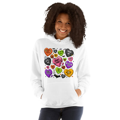 Women Hoodie Halloween Heart CandyEveryone needs a cozy go-to hoodie to curl up in, so go for one that's soft, smooth, and stylish. It's the perfect choice for cooler evenings!

• 50% pre-shrunk cottWomen Hoodie Halloween Heart Candy