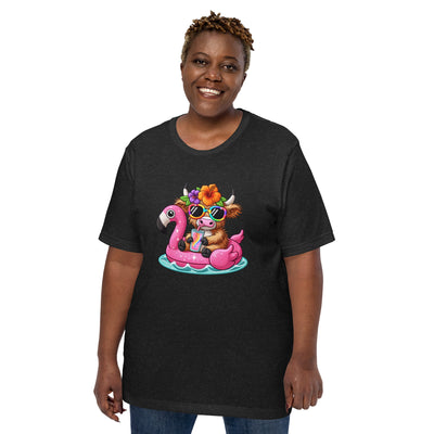Women's T-Shirt Cow FlamingoThis t-shirt is everything you've dreamed of and more. It feels soft and lightweight, with the right amount of stretch. It's comfortable and flattering for all. 

• -Shirt Cow Flamingo