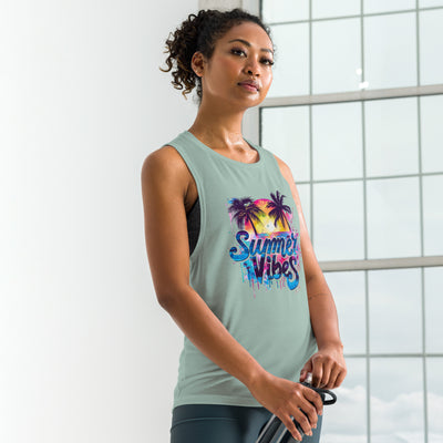 Ladies’ Muscle Tank Summer Vibe ClassicThis comfortable muscle tank is soft and flowy with low cut armholes for a relaxed look.

• 65% polyester, 35% viscose
• Athletic Heather is 52% polyester, 48% viscoLadies’ Muscle Tank Summer Vibe Classic